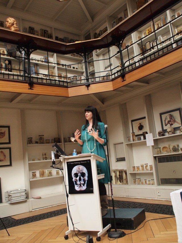 Death Salon co-founder Caitlin Doughty gives a keynote talk at Death Salon UK, April 2014. Photo by Megan Rosenbloom