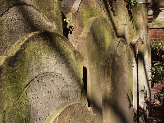 A stack of old gravestones in Postman's Park. Photo by Megan Rosenbloom